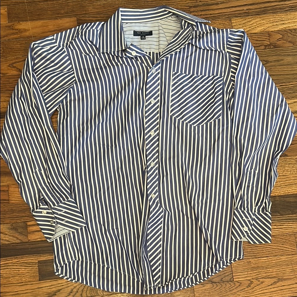 Ted Baker London Blue and White Casual Button Down Shirt